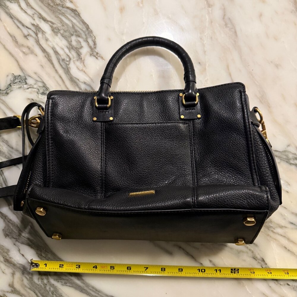 Rebecca Minkoff Black Pebbled Leather Satchel with Gold Hardware